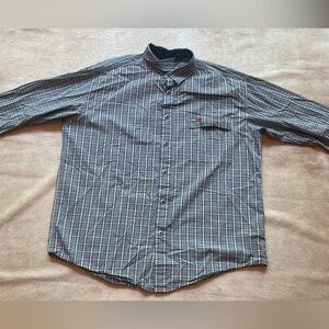 Tommy Hilfiger Blue and Yellow Casual Button Down Shirt
